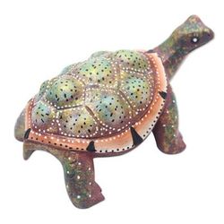 Rainbow Turtle,'Handcrafted Jempinis Wood Turtle Statuette'