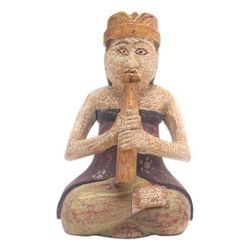 Morning Healing,'Albesia Wood Statuette with Music Motif'