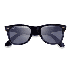 Unisex s wayfarer,wayfarer Polished Striped Blue Acetate Prescription sunglasses - Eyebuydirect s Ray-Ban RB2140