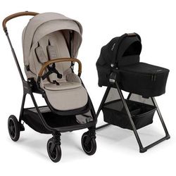 Nuna TRIV Next Stroller + TRIV & SWIV Bassinet + Stand Bundle - Hazelwood / Caviar