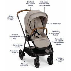 Nuna TRIV Next Stroller + TRIV & SWIV Bassinet + Stand Bundle - Hazelwood / Caviar