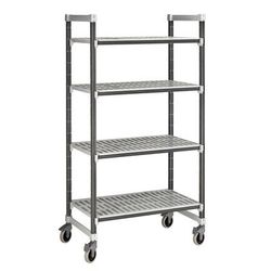 Cambro EXMU246078V4480 60" NSF 4-Tier Polymer Shelf Kit - Camshelving Elements XTRA, Mobile, 24"W, 78"H, Gray