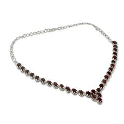 'Cascading Crimson' - Fair Trade Garnet Choker Necklace Sterling Silver Love