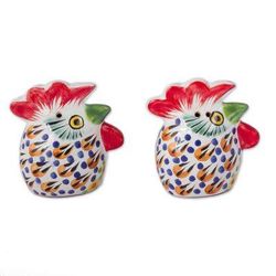 Farm Roosters,'Hand-Painted Ceramic Rooster Salt and Pepper Shakers'
