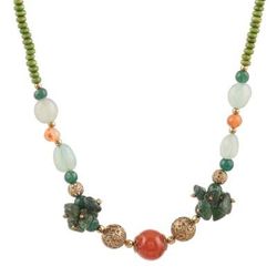 Forest Flair,'Quartz and Agate Beaded Long Necklace Crafted in India'