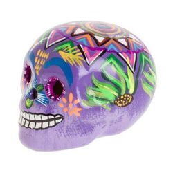 Festive Skull,'Handcrafted Multicolored Ceramic Figurine'