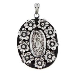 Our Lady of Guadalupe,'Our Lady of Guadalupe Themed Taxco Sterling Silver Pendant'