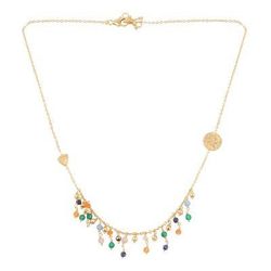 'Gold Plated Multi-Gemstone Waterfall Necklace from India'