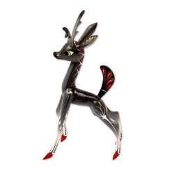 Dainty Deer in Grey,'Handcrafted Grey Deer Alebrije Sculpture'