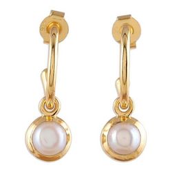 '18k Gold-Plated Cultured Pearl Half-Hoop Dangle Earrings'