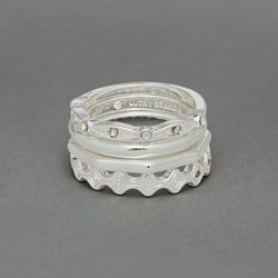 Lucky Brand Shine Pave Ring Stack - Women's Ladies Accessories Jewelry Rings in Silver