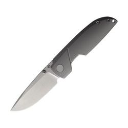Matsey Basilisk Folding Knife 4.13in Closed 3in Stonewash Bohler M390 SS Blade Gray Stonewash Titanium Handle BASILISK-SW-TI