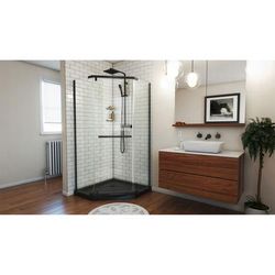 Dreamline DreamLine Prism 40 inch D x 40 inch W x 74 3/4 inch H Frameless Neo-Angle Pivot Shower Enclosure in Matte Black with Black Shower Base Kit DL-6032-88-09