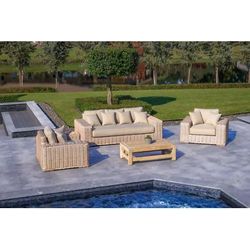 Anna Lux 4-Piece Outdoor Extra Deep Seating Wicker Aluminum Frame Furniture Set with Wood Coffee Table in White and Grey - Outsy 0AAN-R03-WH-R-LUX