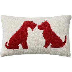 "Mina Victory Pet Pillows & Access Sherpa Dog Silhouett Red Throw Pillows 12" x 21" - Nourison 798019013554"