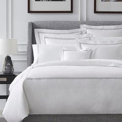SFERRA Grande Hotel Bedding - White with Blue Embroidery, White with Blue Embroidery Sham, Continental White with Blue Embroidery Sham - Frontgate