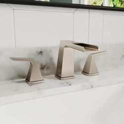 Randolph Morris Waterfall Widespread Bathroom Sink Faucet - Metal Lever Handles RMX301-BN