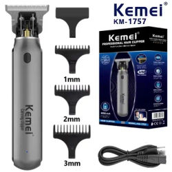 KEMEI Electric T9 Hair Clipper Men's Hair Cutting Machine Professional Engravable Trimmer Rechargeable Oil Head Trimmer KM-1757