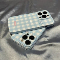 Case for IPHONE13PROMAX 14PROMAXIPHONE15 15PLUS 15PROMAX simple and cute blue and white plaid