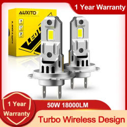 AUXITO 2Pcs Mini LED Headlight H7 Turbo LED lampadina 60W Wireless per lampada frontale per auto con