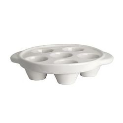 Hall China HL11655AWHA 7 1/8" Round Escargot Plate - 6 Holes, China, White