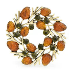 Wuli&baby Pine-nut Wreath Brooches For Women Unisex Beautiful Plants Christmas New Year Brooch Pins Gifts