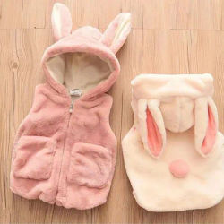 Cute Rabbit Faux Fur peluche Girls Vest primavera autunno cappotto neonato giacca con cappuccio