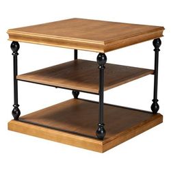Sebastian Traditional Industrial 3-Tier End Table by Baxton Studio in Oak Brown Black