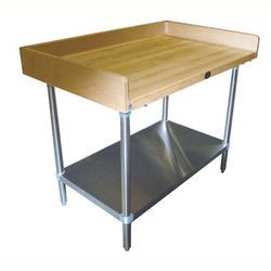 Advance Tabco BS-308 96" Maple Top Bakers Table w/ 4" Splash & Undershelf, 30"D, Stainless Steel