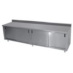 Advance Tabco ECK-SS-309-X 108" Enclosed Work Table w/ Sliding Doors, 5" Backsplash, 30"D, Stainless Steel
