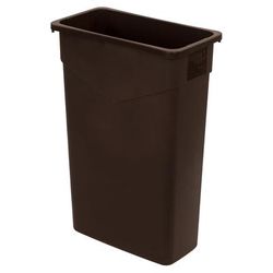 Carlisle 34202369 Trimline 23 gallon Commercial Trash Can - Plastic, Rectangular, Built-in Handles, Brown