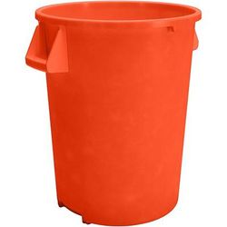 Carlisle 84104424 44 gallon Commercial Trash Can - Plastic, Round, Food Rated, Orange, Case of 3