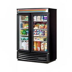 True GDM-14RF-HC-LD BK 30 3/8" GDM Series 2 Section Glass Door Merchandiser - 2 Left/Right Hinge Doors, Black, 115v, Bottom Mount Compressor