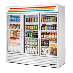 True GDM-72-HC~TSL01 WHT RRR 78 1/8" GDM Series 3 Section Glass Door Merchandiser - 3 Right Hinge Doors, White, 115v | True Refrigeration