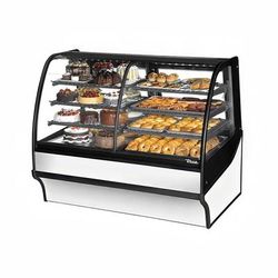 True TDM-DZ-59-GE/GE-S-W 59 1/4" Full Service Dual Zone Bakery Case w/ Curved Glass - 4 Levels, 115v, Silver | True Refrigeration