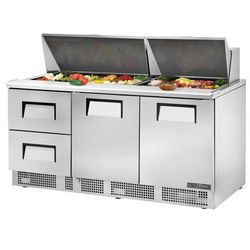 True TFP-72-30M-D-2-HC DL 72" Sandwich/Salad Prep Table w/ Refrigerated Base, 115v, Stainless Steel | True Refrigeration
