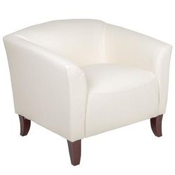 Flash Furniture 111-1-WH-GG Reception Arm Chair - White LeatherSoft Upholstery, Cherry Wood Feet