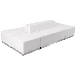 Flash Furniture ZB-803-690-SET-WH-GG 6 Piece Modular Reception Sofa Set - LeatherSoft Upholstery, White