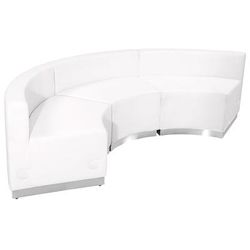 Flash Furniture 3 Piece Modular Sofa Set - White LeatherSoft, Stainless Base, ZB-803-740-SET-WH-GG