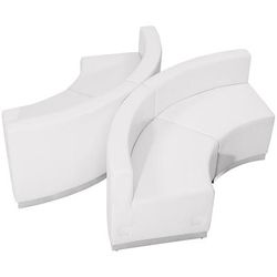 Flash Furniture ZB-803-840-SET-WH-GG 4 Piece Modular Reception Sofa Set - LeatherSoft Upholstery, White
