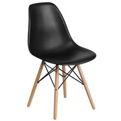 Flash Furniture FH-130-DPP-BK-GG Accent Side Chair - Black Plastic Seat, Wood Base