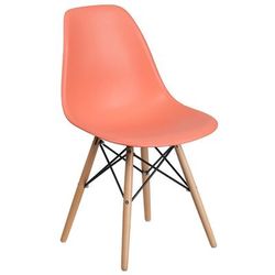 Flash Furniture FH-130-DPP-PE-GG Accent Side Chair - Peach Plastic Seat, Wood Base