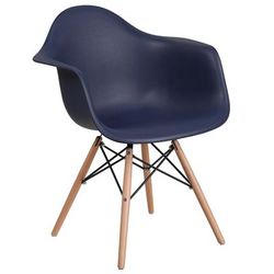 Flash Furniture FH-132-DPP-NY-GG Contoured Armchair w/ Navy Blue Plastic Seat & Wood Base