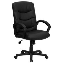 Flash Furniture GO-977-1-BK-LEA-GG Swivel Office Chair w/ Mid Back - Black LeatherSoft Upholstery