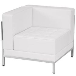 Flash Furniture ZB-IMAG-LEFT-CORNER-WH-GG Hercules Imagination Modular Left Corner Chair - White LeatherSoft Upholstery, Stainless Legs