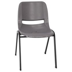 Flash Furniture RUT-16-PDR-GY-GG Stacking Student Shell Chair - Gray Plastic Seat, Black Metal
