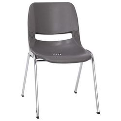 Flash Furniture RUT-18-GY-CHR-GG Hercules Stacking Student Shell Chair - Charcoal Plastic Seat, Black Metal