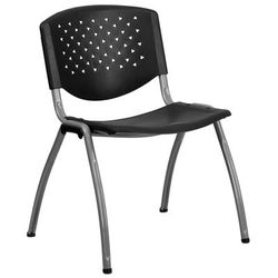 Flash Furniture RUT-F01A-BK-GG Stacking Chair w/ Black Plastic Seat & Titanium Metal Frame