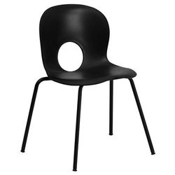 Flash Furniture RUT-NC258-BK-GG Hercules Stacking Chair w/ Black Plastic Seat & Black Metal Frame