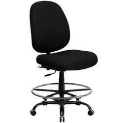 Flash Furniture WL-715MG-BK-D-GG Swivel Big & Tall Drafting Stool w/ High Back - Black Fabric Upholstery